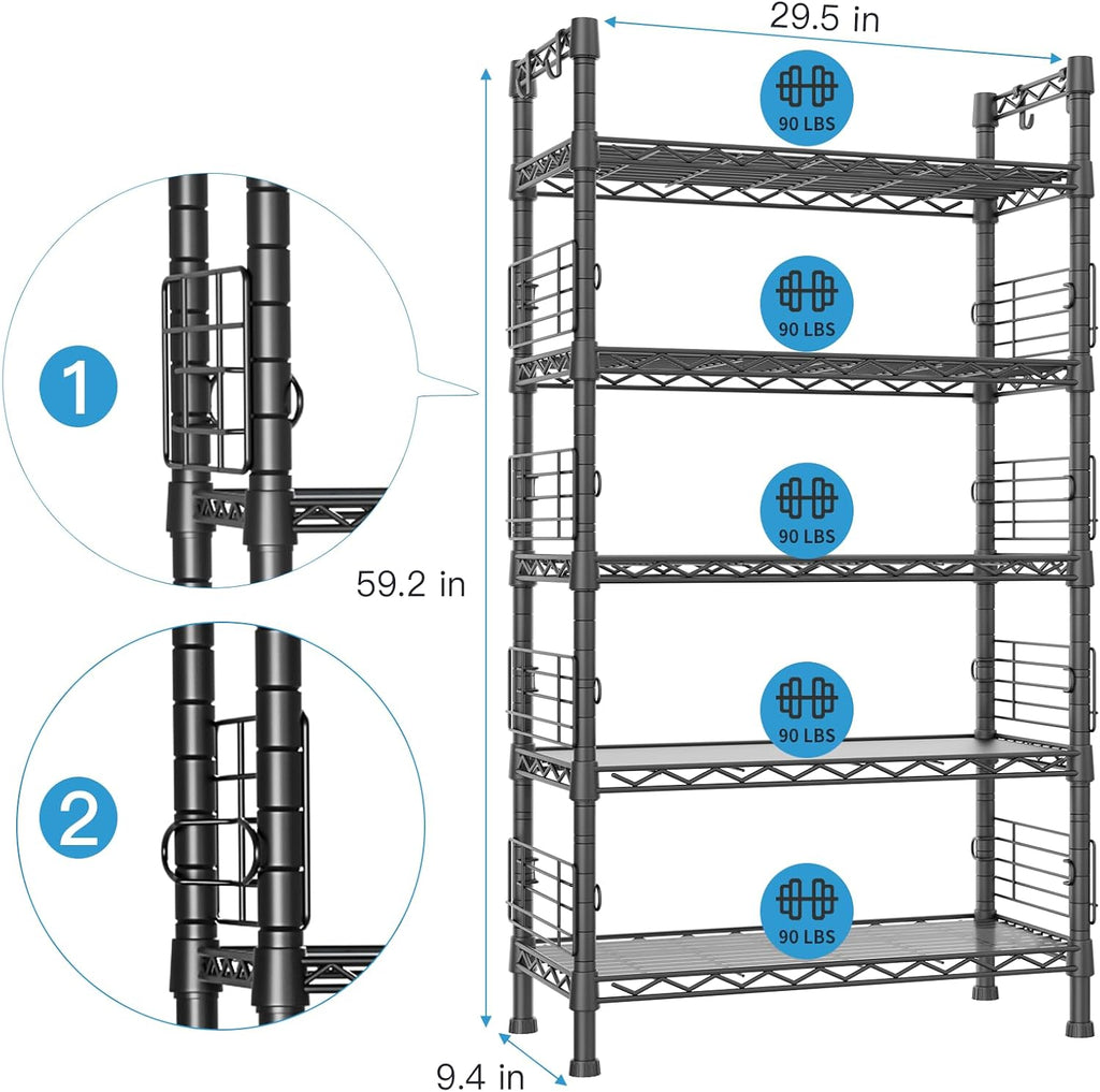 FUTASSI Large Metal Storage Rack, Storage Organizer Shelves for Kitchen