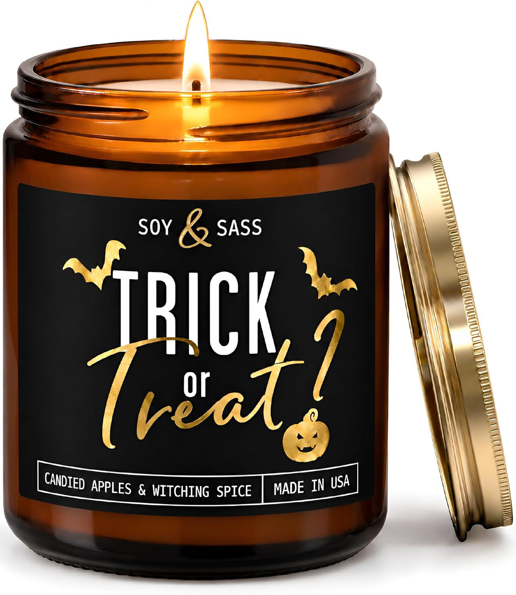 Halloween Candle - Trick or Treat, Winter Candy Apple Scent, Made in USA