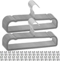 Pants Hangers Space Saving, 30 Pack Velvet Hangers for Closet with 30 Hooks, Strong Durable Non Slip Slim Clothes Hanger, Ultra Soft Flocked Hanger for Pants, Shirts, Bra, Shorts (Grey)