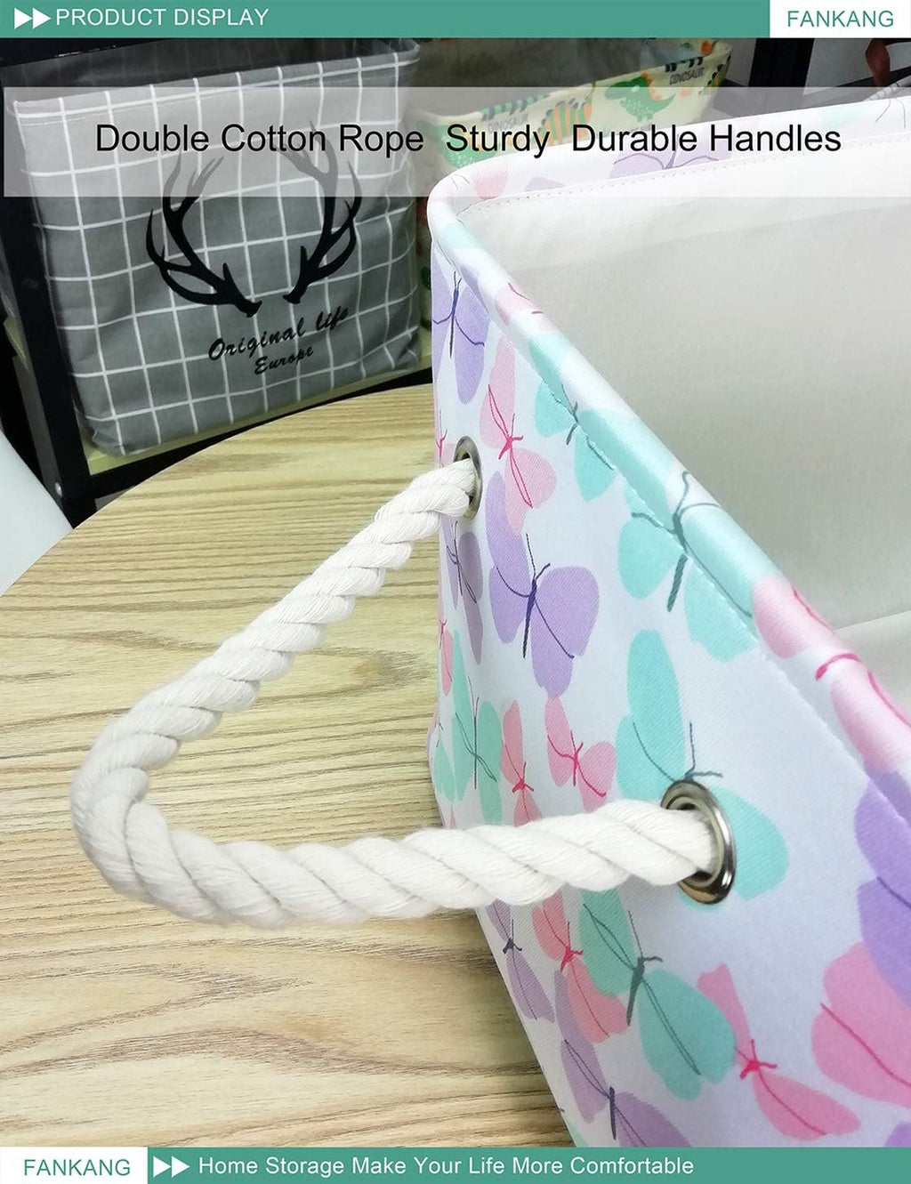 Rectangular Butterfly Laundry Basket