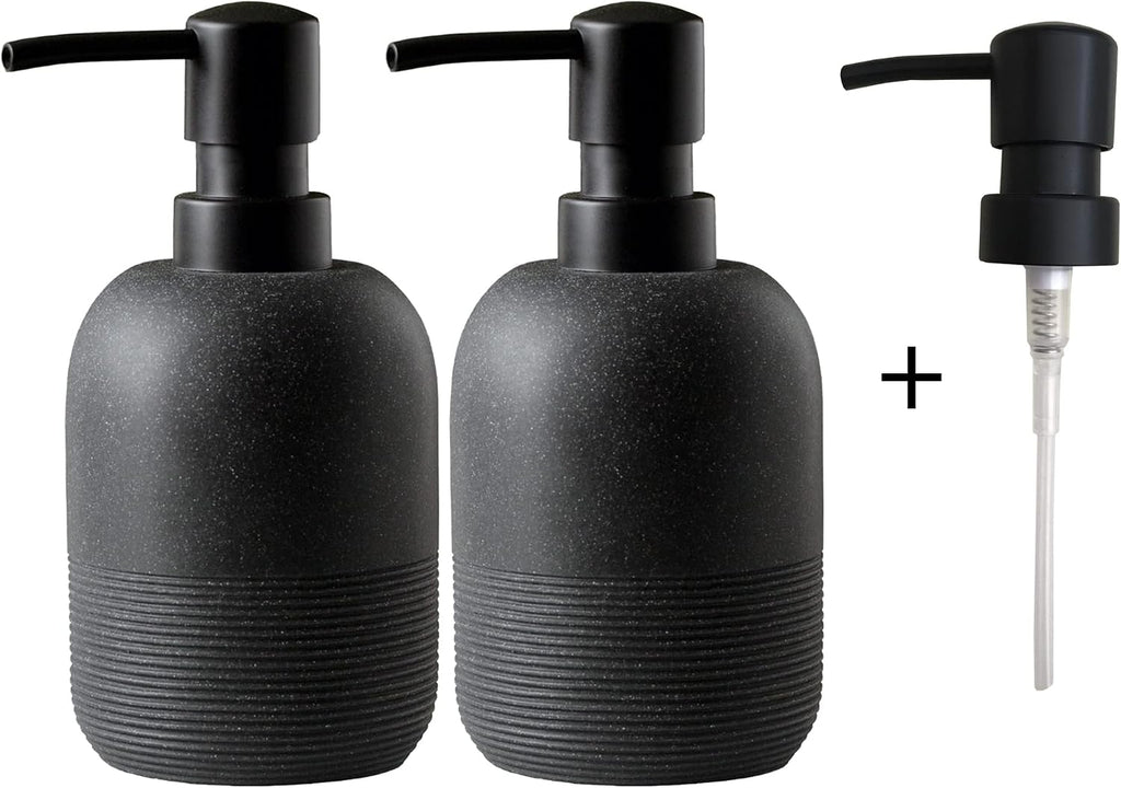 GalDal Matte Black Soap Dispenser Sets with Pump,Hand Soap and Lotion Dispenser for Bathroom Countertop,Morden Soap Dispenser for Kitchen-10.6oz.