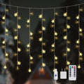Newhale 8 Modes Christmas Curtain String Lights with Snowflake and Star, USB Plug in Wall Lights Christmas Decorations Indoor, Xmas Window Light Decor, Warm White