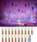SunKite Wine Bottle String Lights with Cork,18 Pack 20 LED 2M Battery Operated Mini Silver Copper Wire Fairy Lights for DIY Party Wedding Table Centerpieces Decor (Colorful)