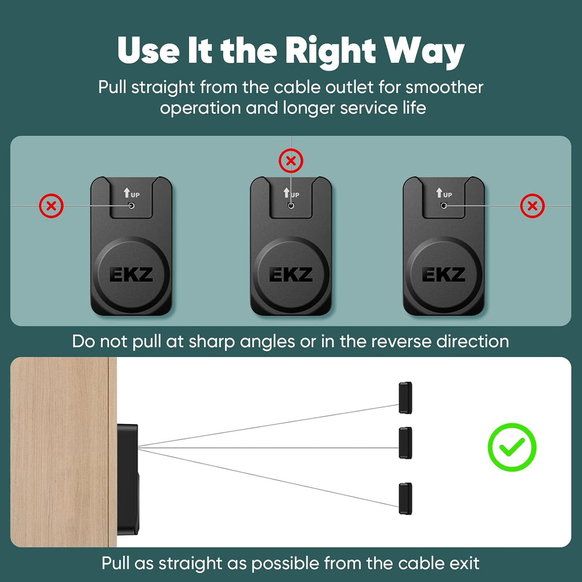 EKZ Magnetic Remote Control Holder with 6.5FT Retractable Steel Cable, Anti-Lost Remote Tether Lock with Auto-Rewind & Adhesive Wall Mount for TV, AC, Monitor & Home Remote Controls (Black,2 Pcs)