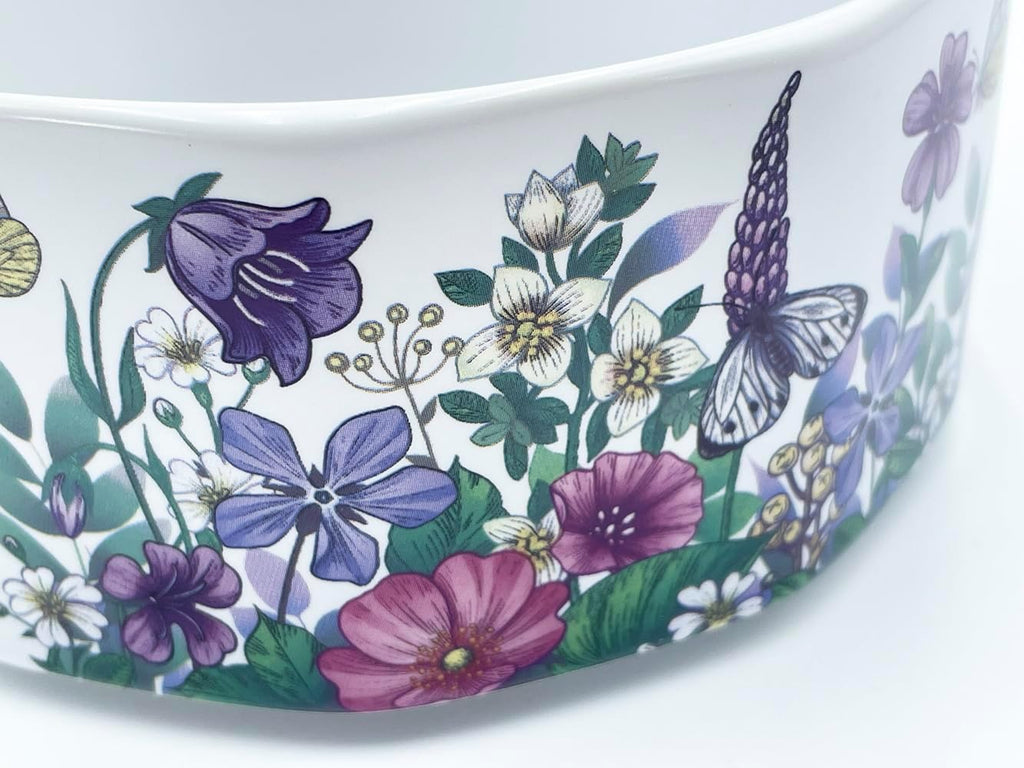 Ceramic Fruit Basket with Detachable Wooden Handle Candy Dish Decorations Ornaments Decorative Bowl for Home Kitchen & Dining Table Office Decor (Violet, 1000ml)