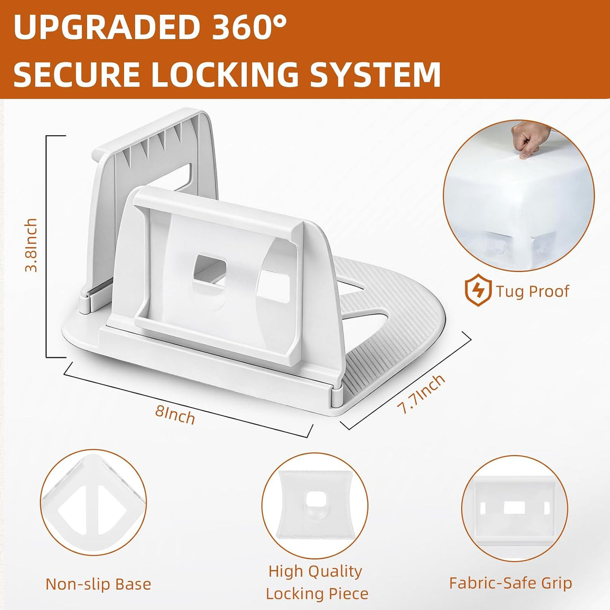 Upgrade Bed Sheet Holders for Corners - 4 Pack One-Time Installation Sheet Locks, Heavy Duty Fitted Sheet Clips to Keep Sheets Tight & Firm, No-Lift Mattress Sheet Grippers, Universal Fit