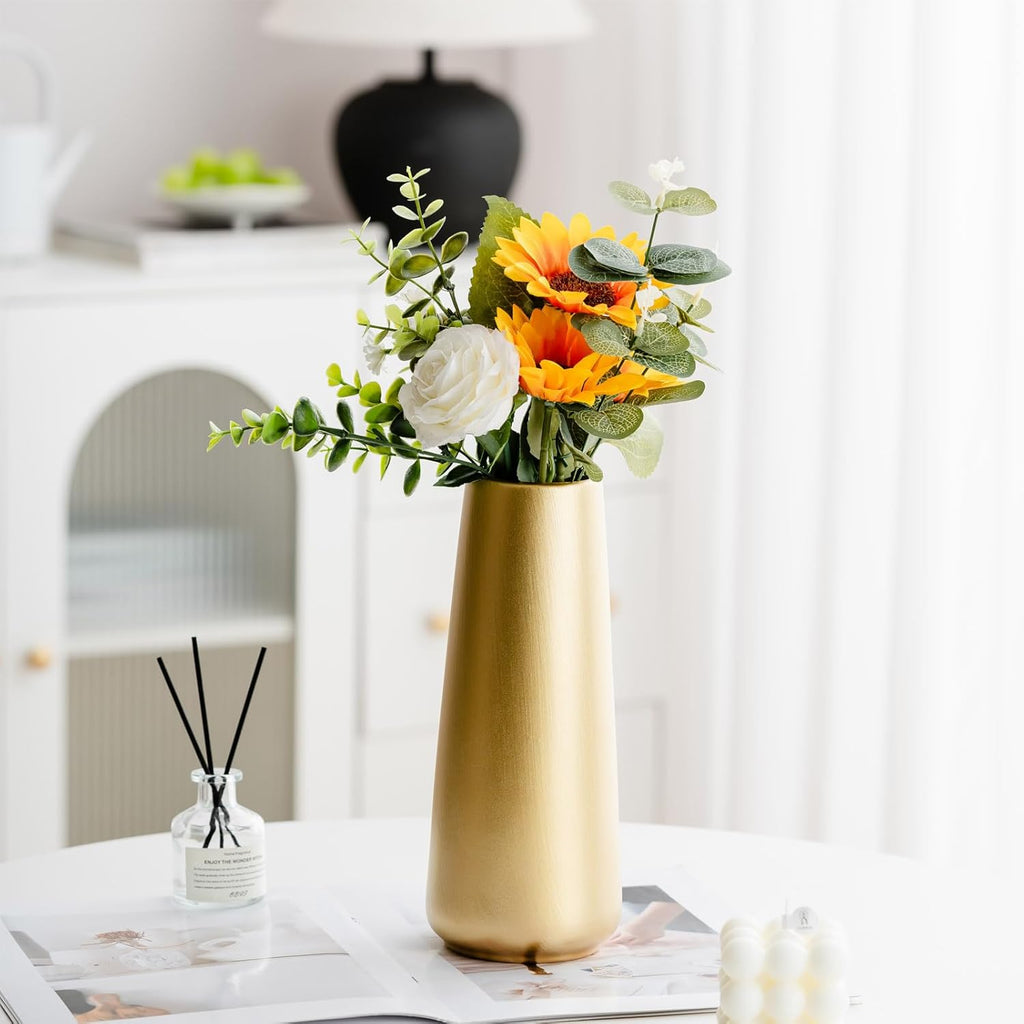 Simple Boho Ceramic Flower Vase for Home Decor (Light Gold,Super Big)