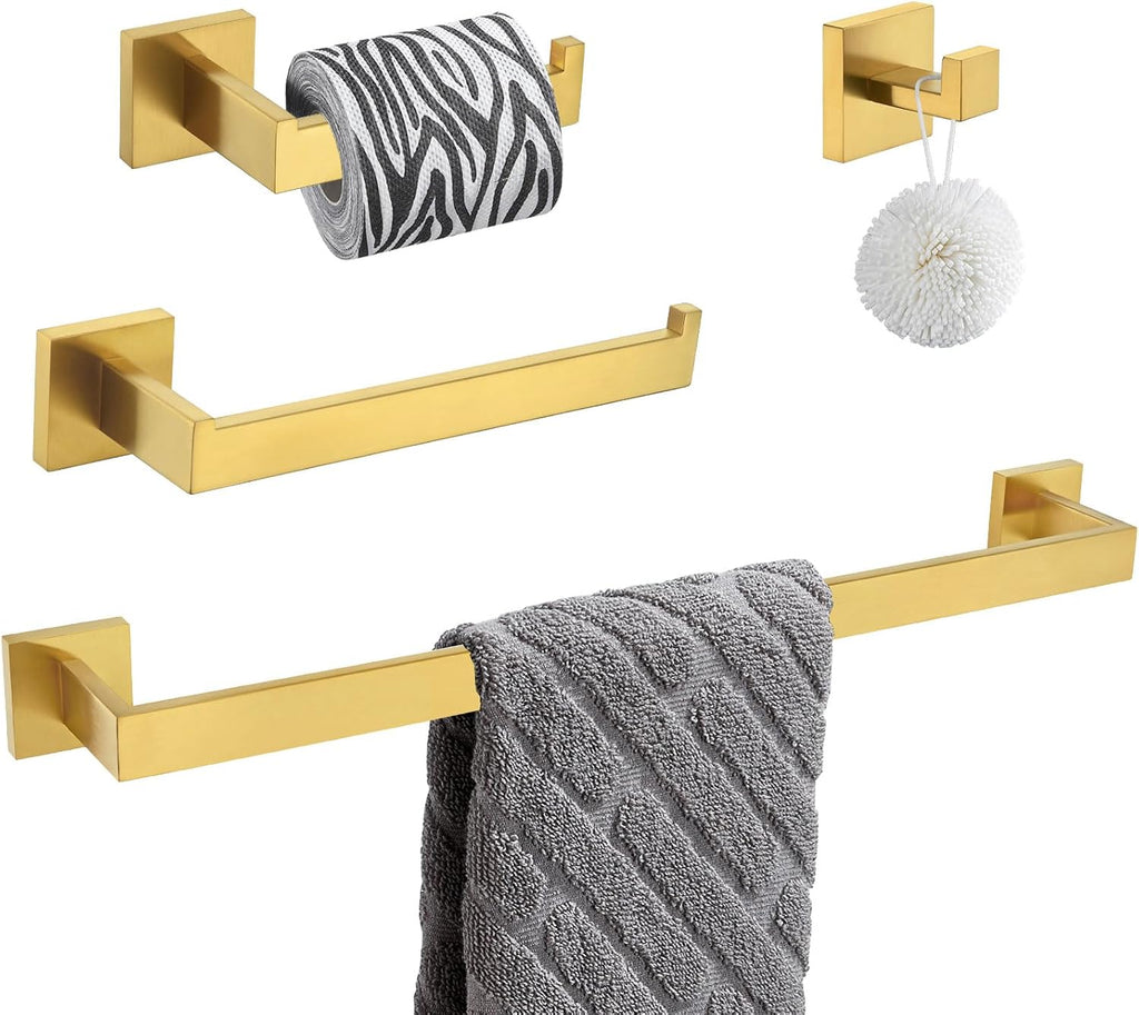 Angle Simple Bathroom Hardware Set, Bath Accessory Kit Brushed Dark Gold