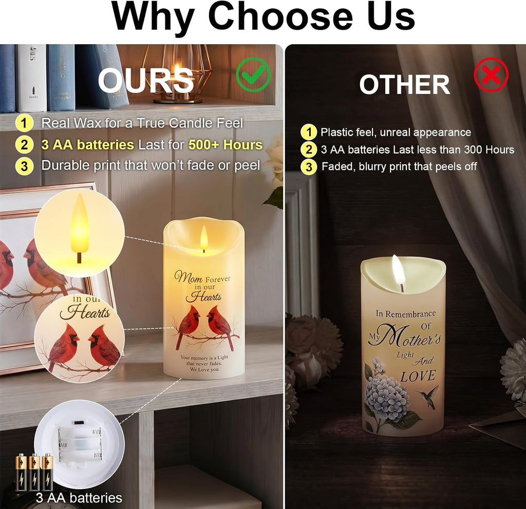 Homemory Cardinal Memorial Candle Sympathy Gifts for Loss of Loved One, Mom