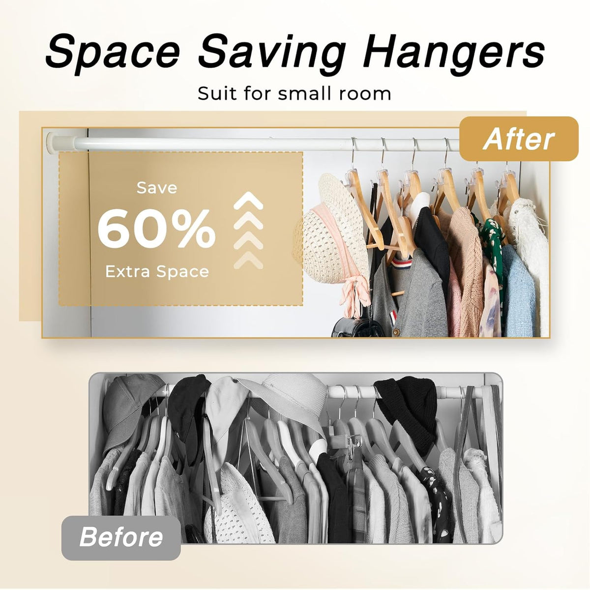 HOUSE DAY Space Saving Hangers 100 Pack, Clear Hanger Connector Hooks