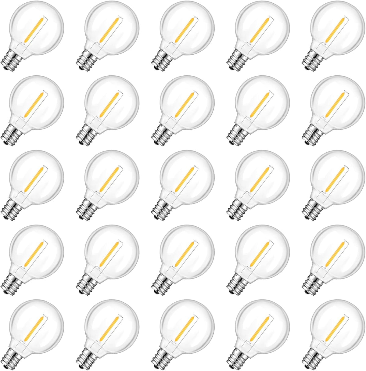 GvvooHome 25 Pack G40 LED Outdoor String Light Replacement Bulb, Warm White
