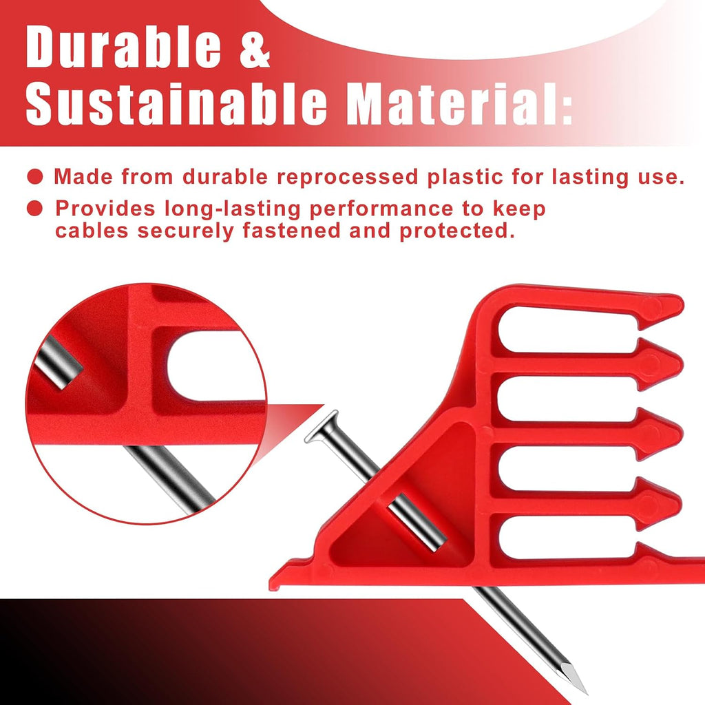 200 Pack Cable Stackers with Steel Nails, Multi-Cable Electrical Wire Clips