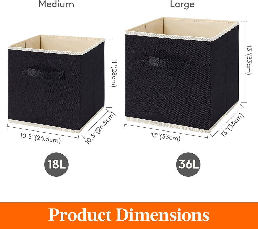 Lifewit Storage Cubes, 11 Inch Organizer Bins, 18L Black, 6 Packs