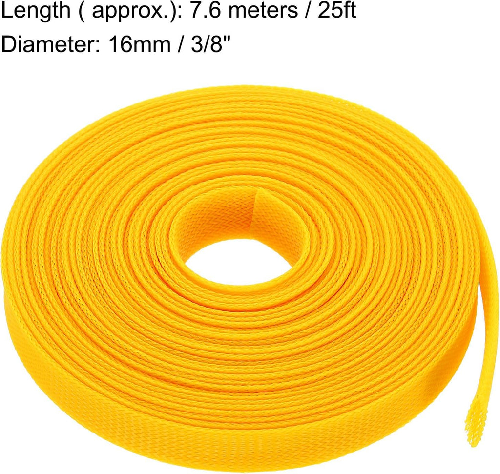 uxcell Expandable Sleeving,1-inch 25ft Cable Sleeve, Yellow