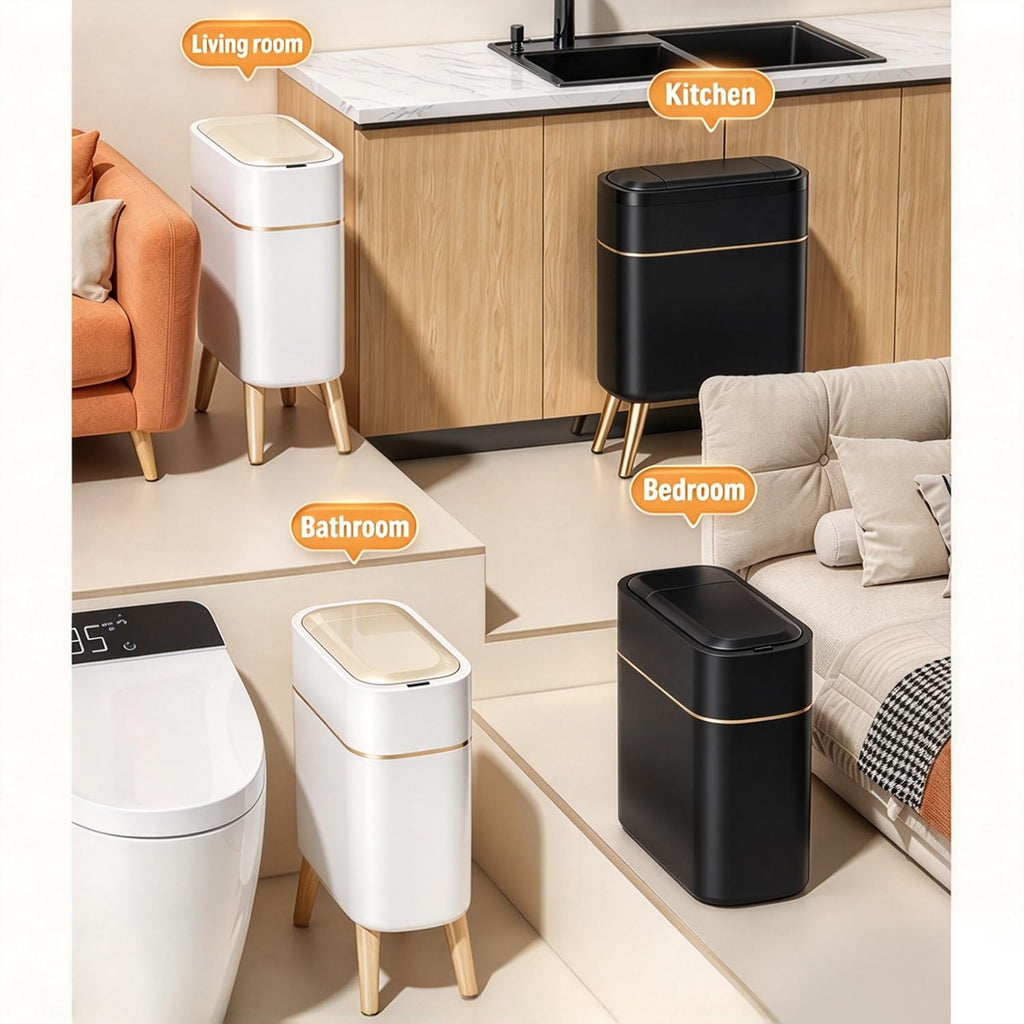 Yatmung Bathroom Trash Can Automatic Touchless - Modern Smart Trash Bin