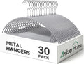 Amber Home 30 Pack No Shoulder Bump Metal Hangers, Non Slip Rubber Coating