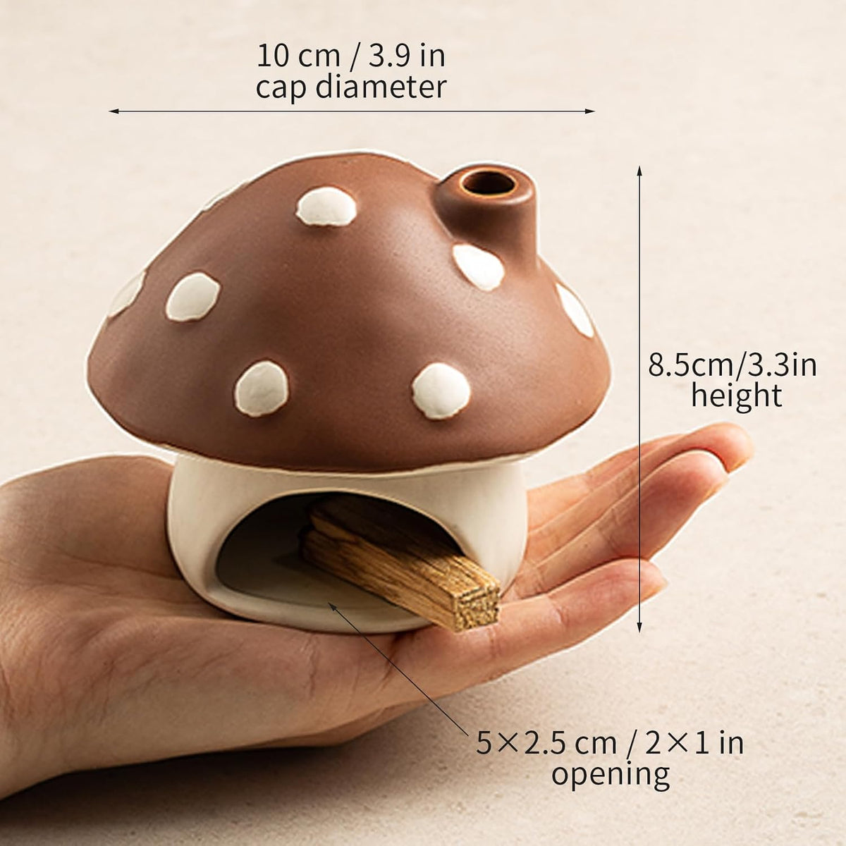 Ceramic Mushroom Incense Burner Palo Santo Sage Holder Home Decor