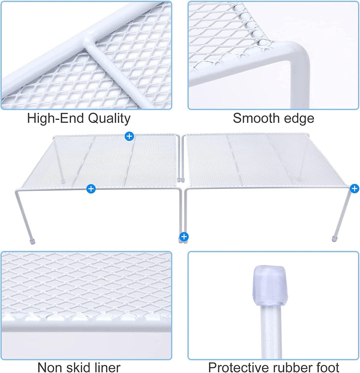 SIBAO Set of 2 Mesh Kitchen Shelves Cabinet Storage Shelf Rack (13.1 x 10.2 Inch) ，Kitchen Bathroom Pantry Cupboard Desk Home Office, Fridge, Cabinet, Bathroom Cupboard (White)