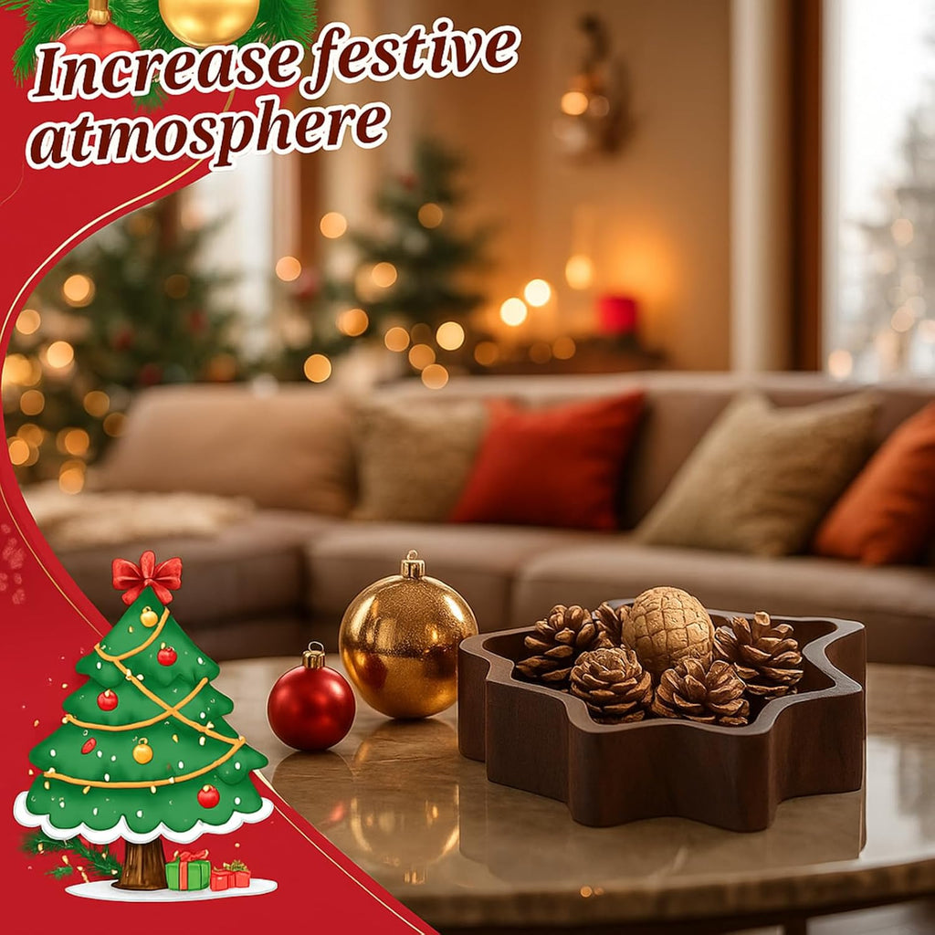 Jingmore 12 Pcs Christmas Tree Christmas Wooden Bowl Tray Rustic