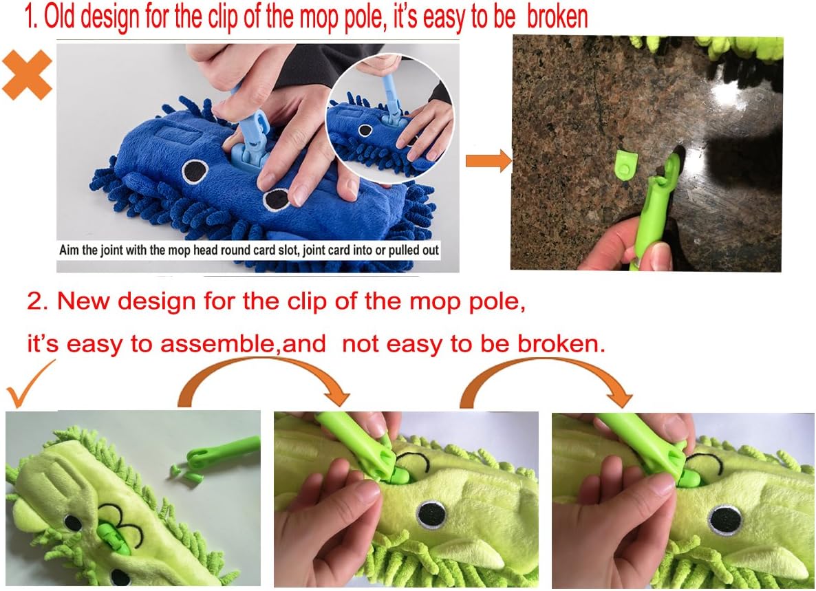 Mini Housekeeping Cleaning Tools for Children,3pcs Include Mop,Broom,Dustpan (Green Mop+Frash Blue Broom&Dustpan)