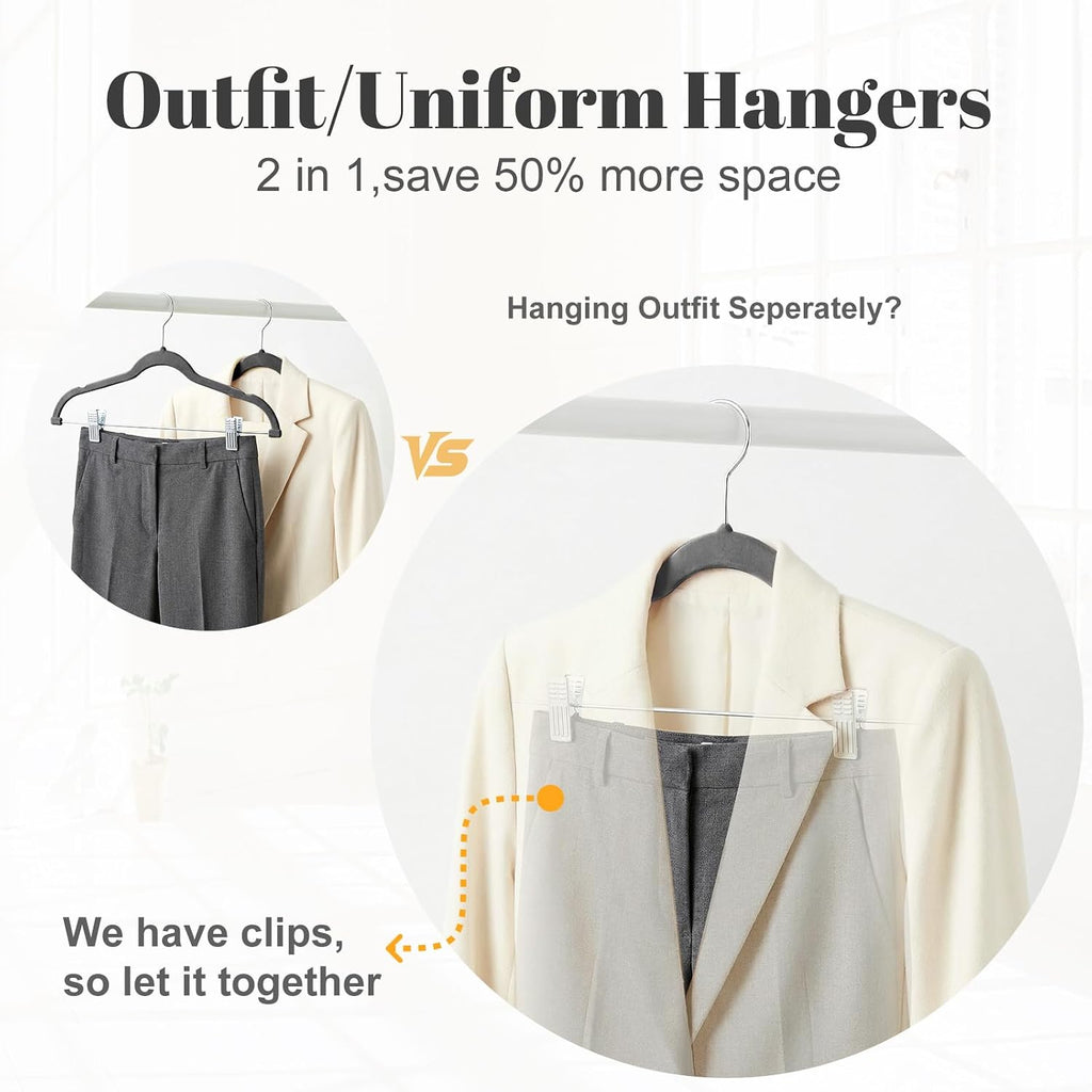 HOUSE DAY Velvet Skirt Hangers 12 Pack, Gray Velvet Pant Hangers