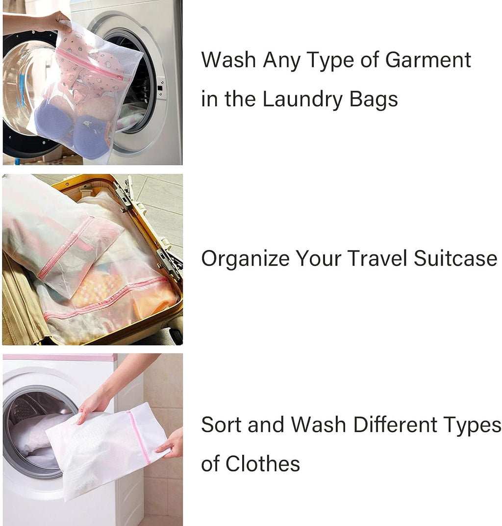 Casaphoria Bra Laundry Bags for Washing Machine,Large Travel Lingerie Laundry Bags for Dirty Clothes for Suitcase,Underwear Mesh Wash Bags for Delicates(5Pcs,Easy to Distinguish)