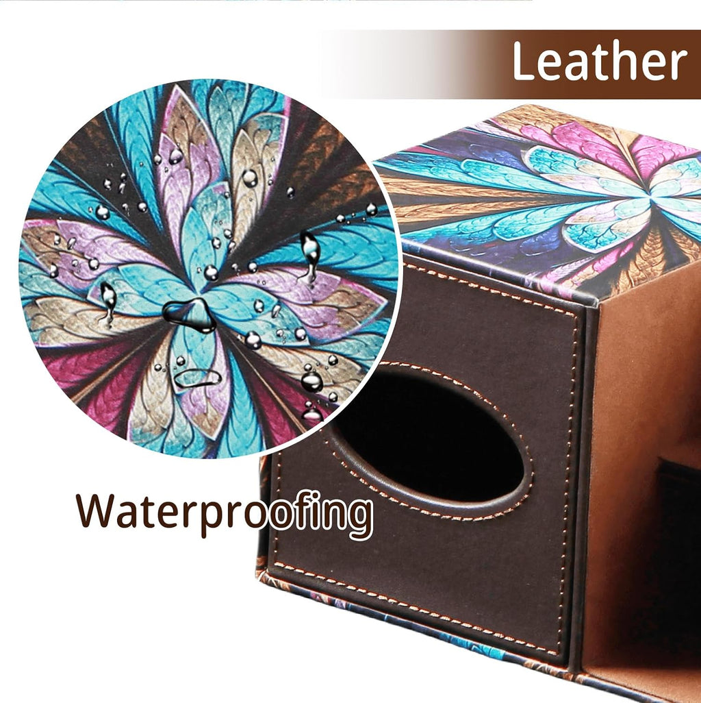PU Leather Square Tissue Box Cover - Multi-Functional Tissue Box Holder