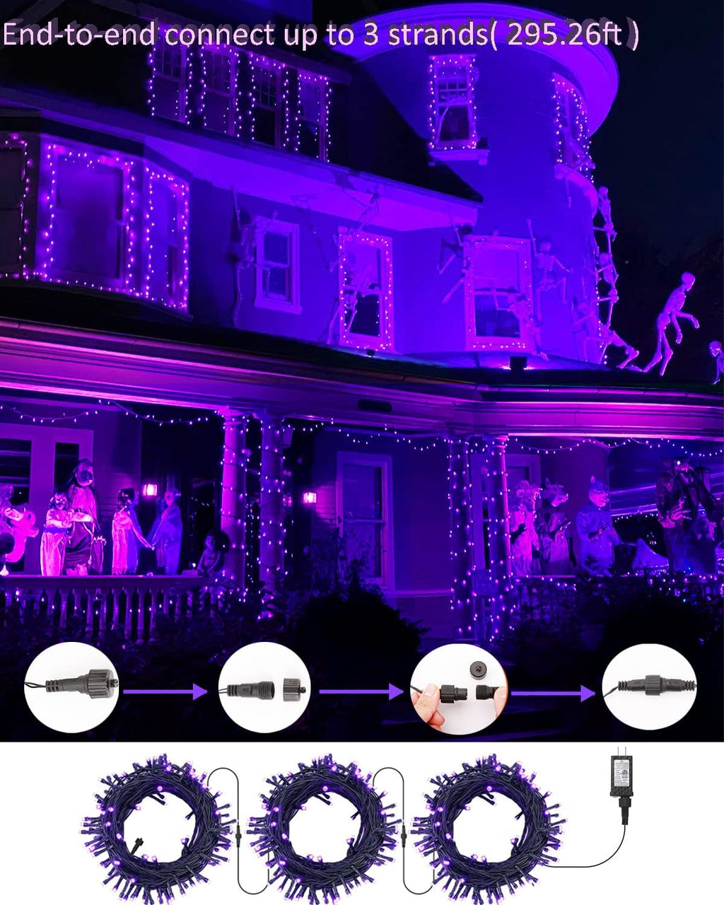 BrizLabs Purple Halloween String Lights Connectable Plugin 78.74 ft 240 LED