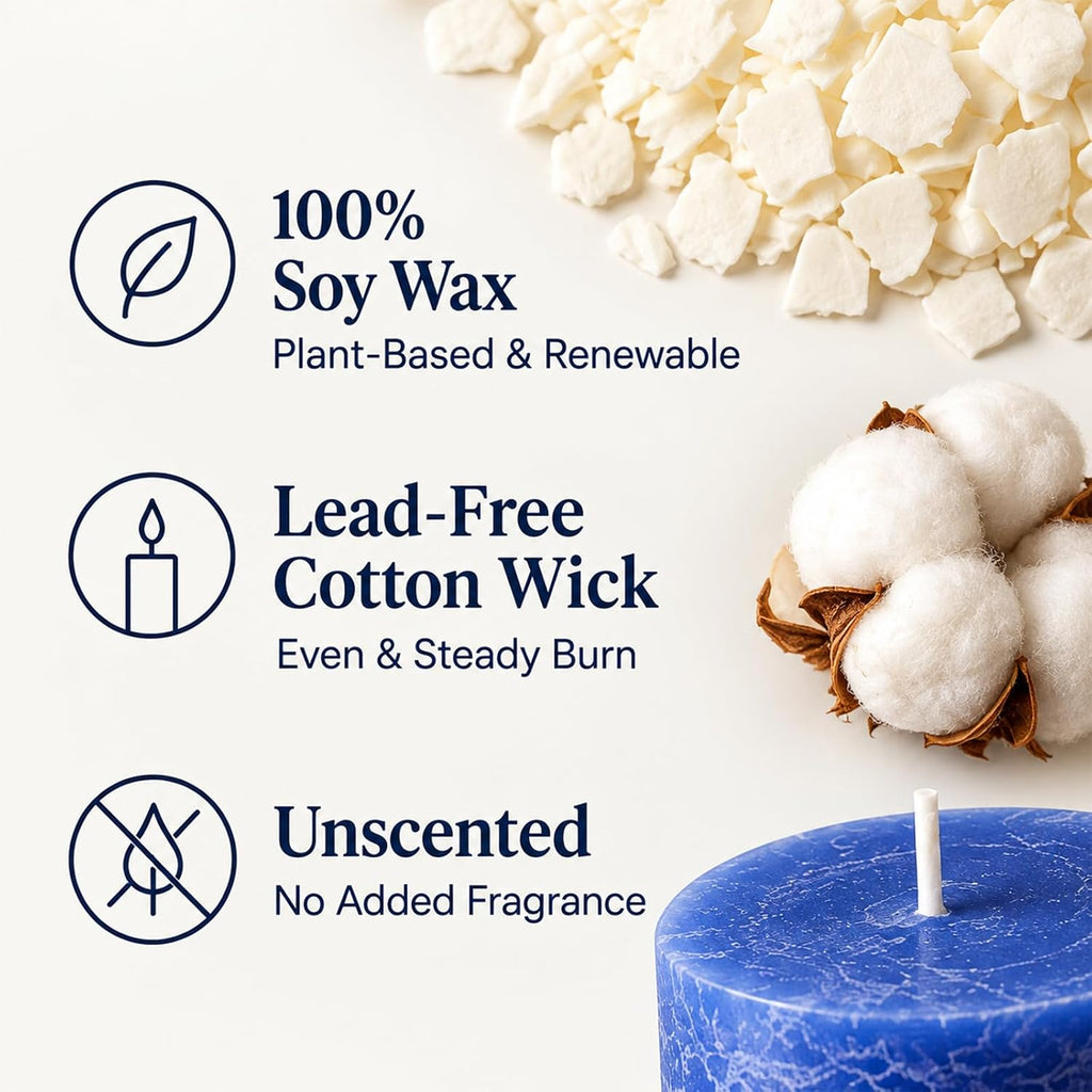 Unscented Soy Pillar Candles,Non-Toxic 2.8x6 Inch Candle,90 H,6 Pack