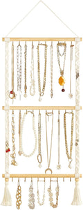 Dahey Hanging Necklace Holder Organizer Macrame Jewelry Hanger for Wall