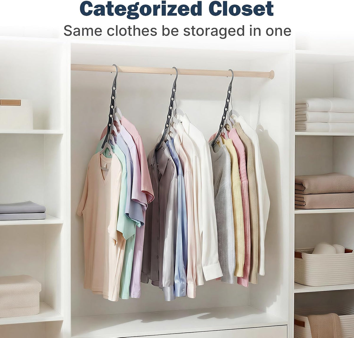 HOUSE DAY 10 Pack Closet Organizers and Storage with 5 Holes for Cascading