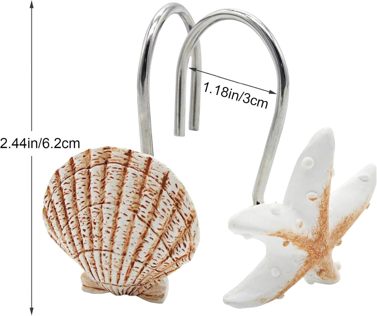 Coastal Decorative Rings Shower Curtain Hooks Resin Beachy Hangers