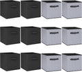 Hillban 12 Pcs Collapsible Storage Cubes with Dual Handles, Wavy Style