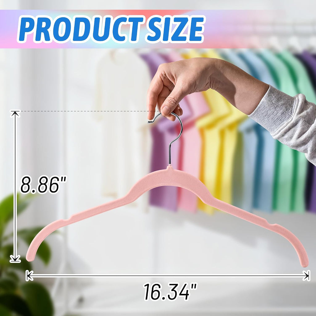 Sishynio Velvet Hangers 30 Pack, Non-Slip Slim Felt Hangers Colorful