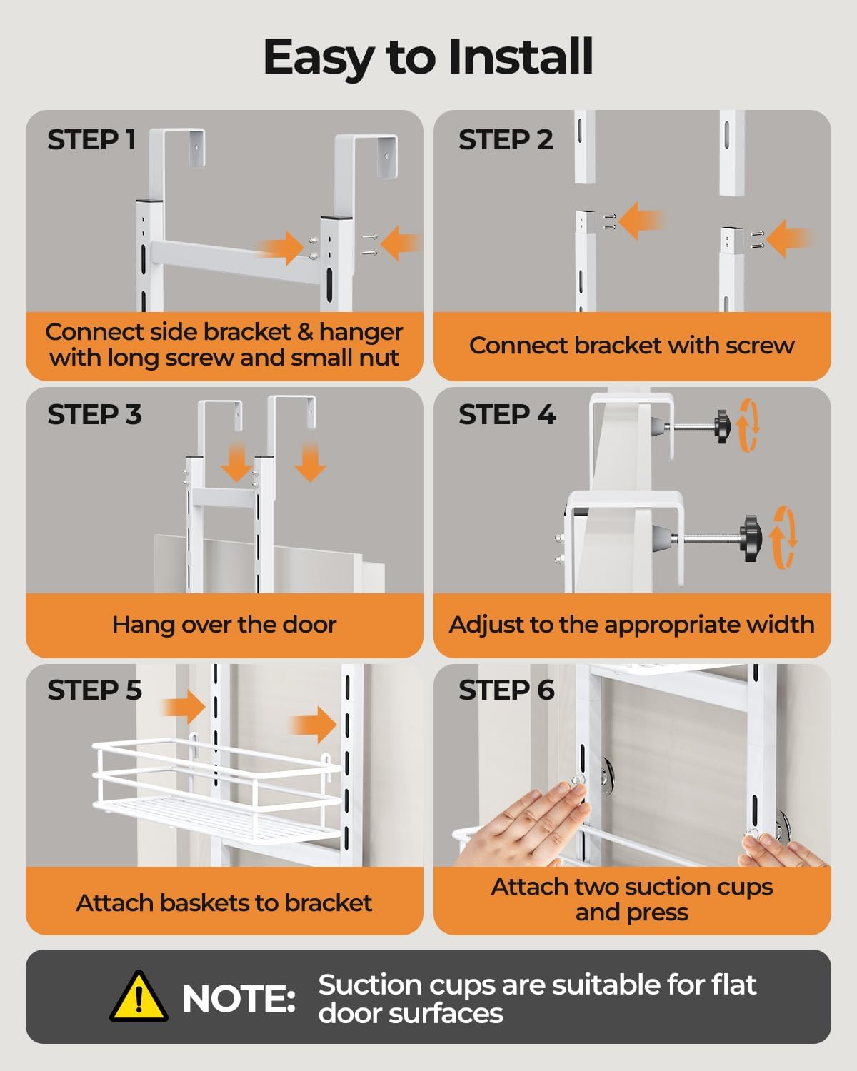 6-Tier Narrow Pantry Door Organizer,Over the Door Pantry Organizer,White