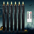 Black Flameless Taper Candles, Halloween Indoor Party Decorations, Real Wax