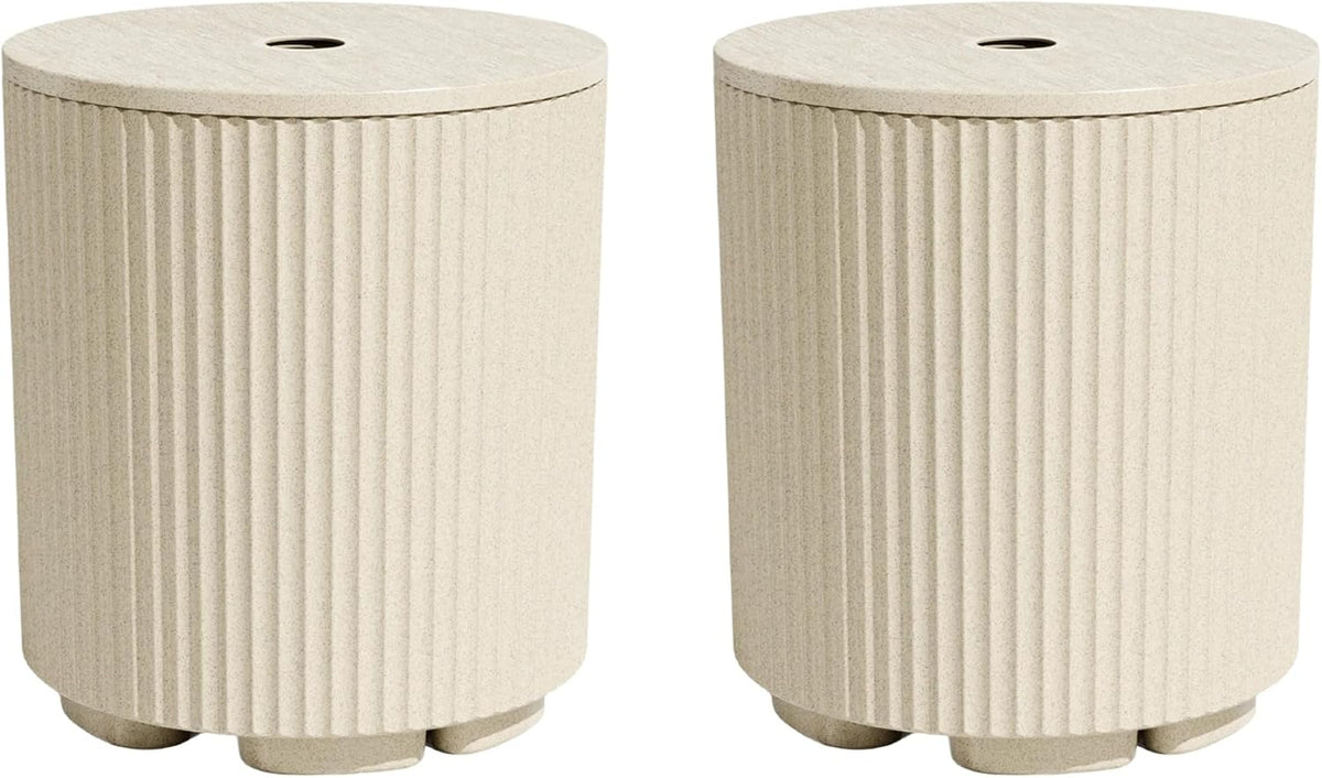 Umbrella Stand Table with Hole, Pool Umbrella Table, 2 Pack, Beige