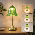 Cordless Table Lamp, Rechargeable Battery Operated Flower Touch Lamp, Green