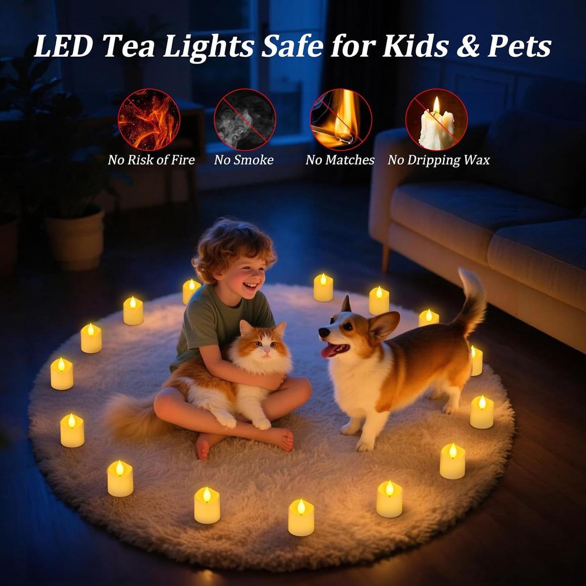 Ymenow Rechargeable Candles with Charging Base, 6pcs with Remote & Timer