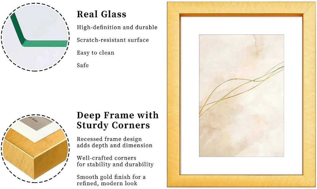 VIOLABBEY 4x6 Picture Frame Gold Set of 2 Shadow Box