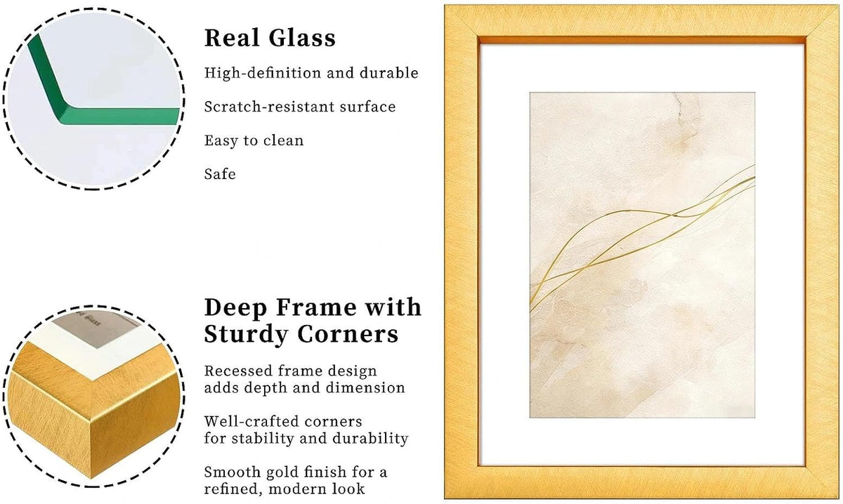 VIOLABBEY 4x6 Picture Frame Gold Set of 2 Shadow Box