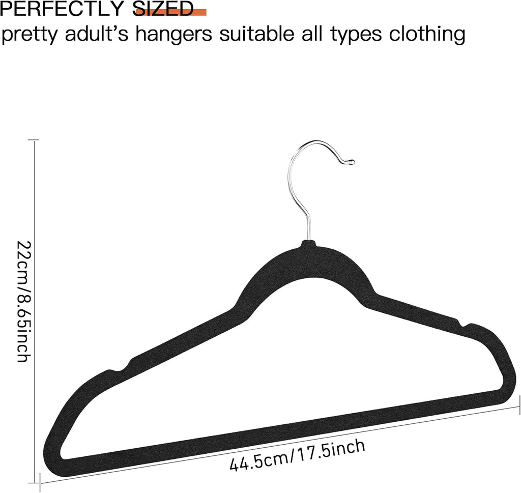 New Premium Velvet Hangers 60 Pack, Non Slip Clothes Hangers, Black