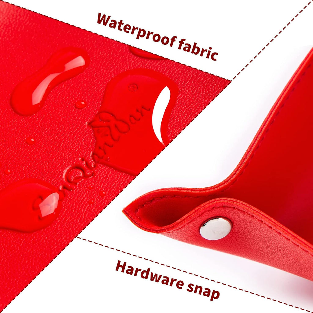 Leather Jewelry Valet Tray for Women and Man (Red-B)