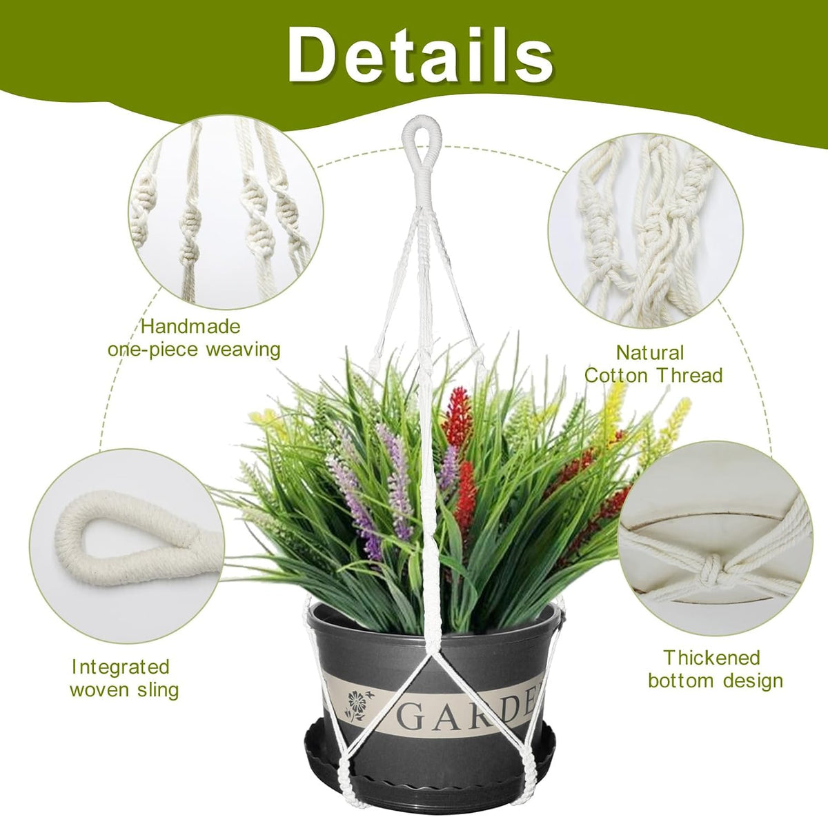 2 Pack Macrame Plant Hanger Large, 37.8 Inch Plant Hanger Indoor Outdoor