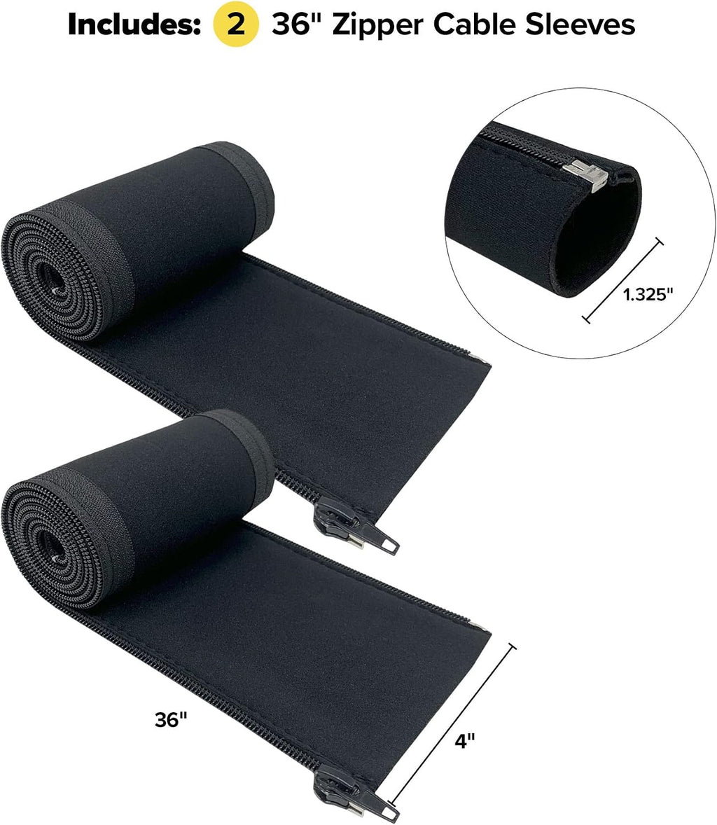Wrap-It Storage Zipper Cable Sleeve, Black, 36", 2-Pack
