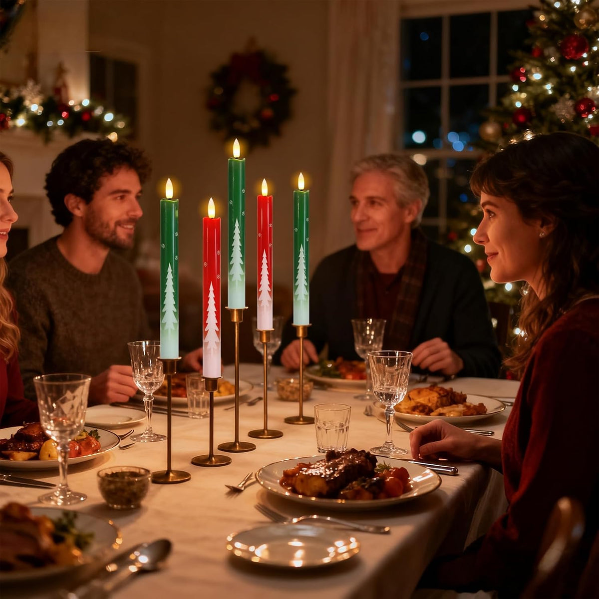 Wondise Christmas Flameless Taper Candles with Remote Timer