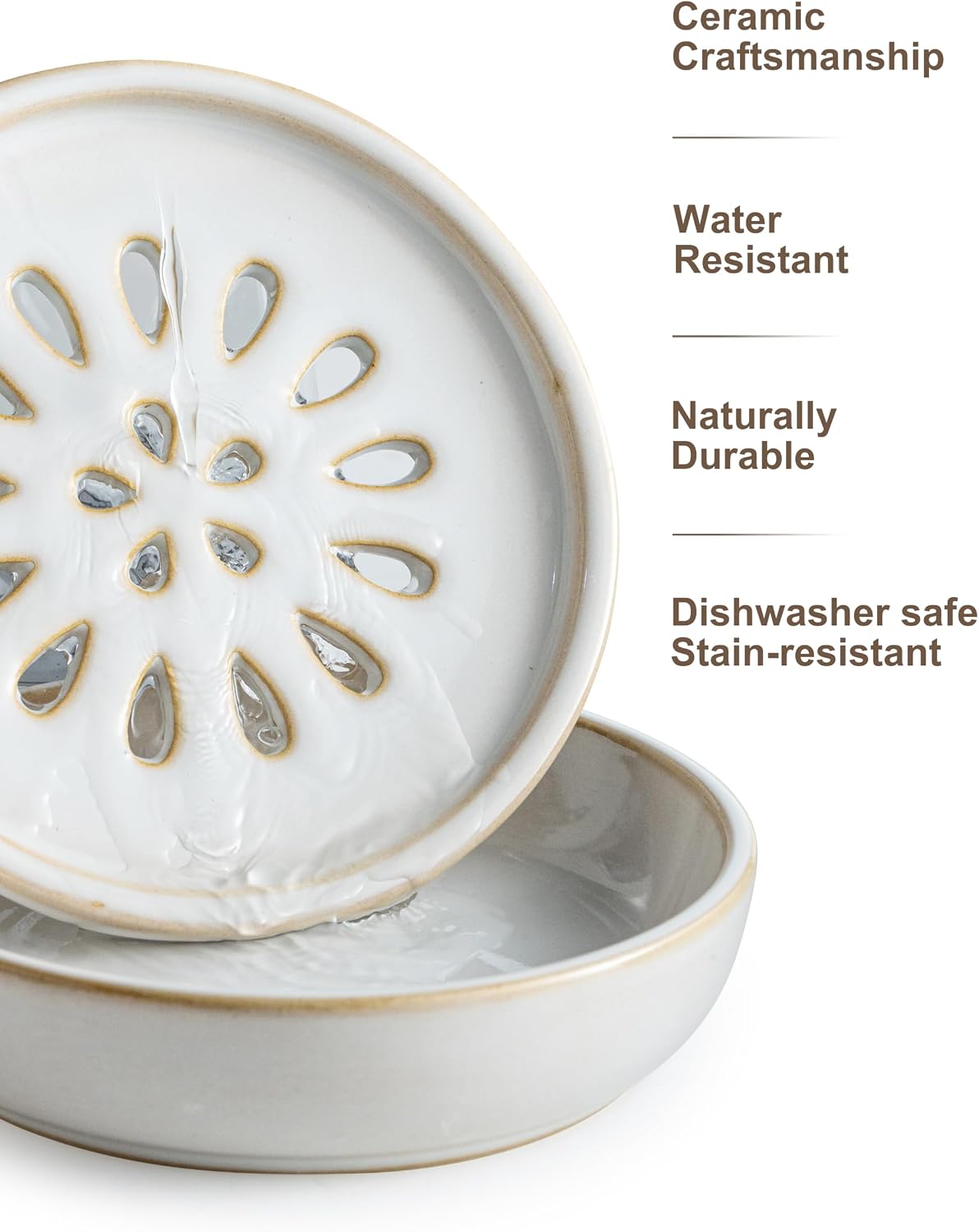 Miamolo Soap Dish for Shower, 2-Layer Bar Soap Holder, Extends Soap Life