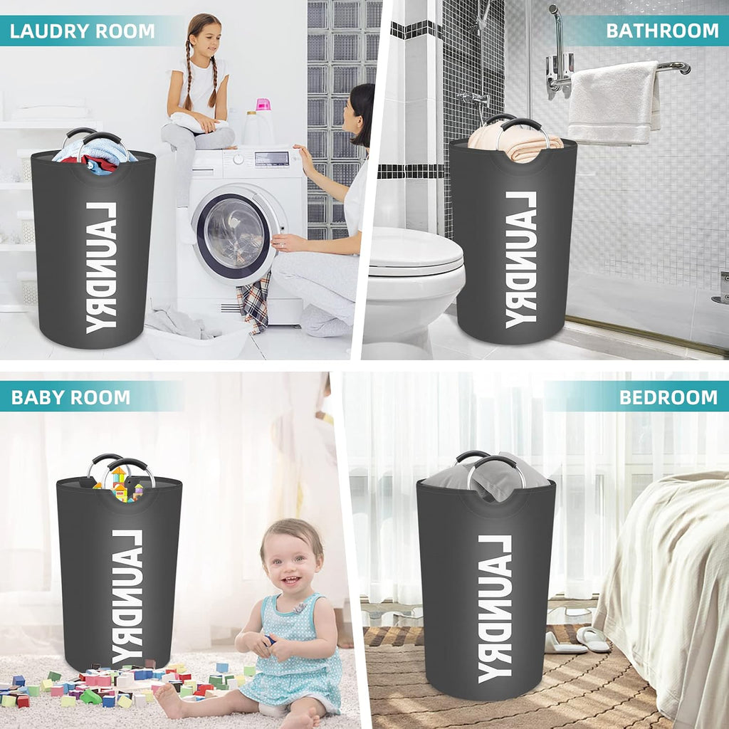 115L Large Laundry Basket, Dirty Clothes Waterproof Laundry Hamper, Grey