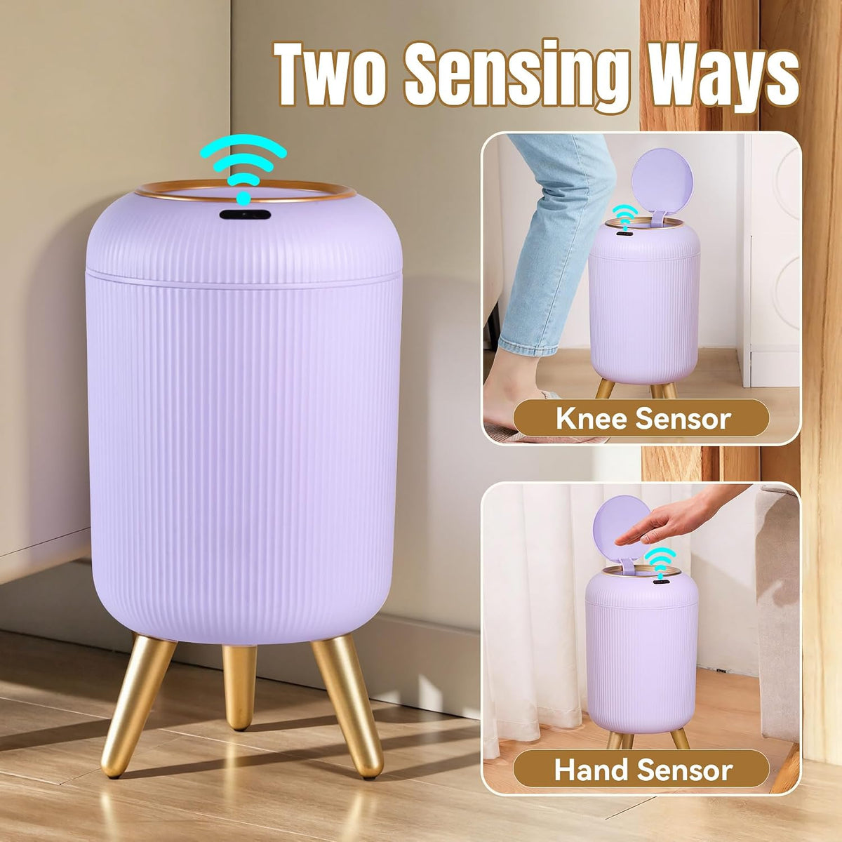 Bathroom Trash Can Automatic Touchless,3 Gallon Purple Gabage can