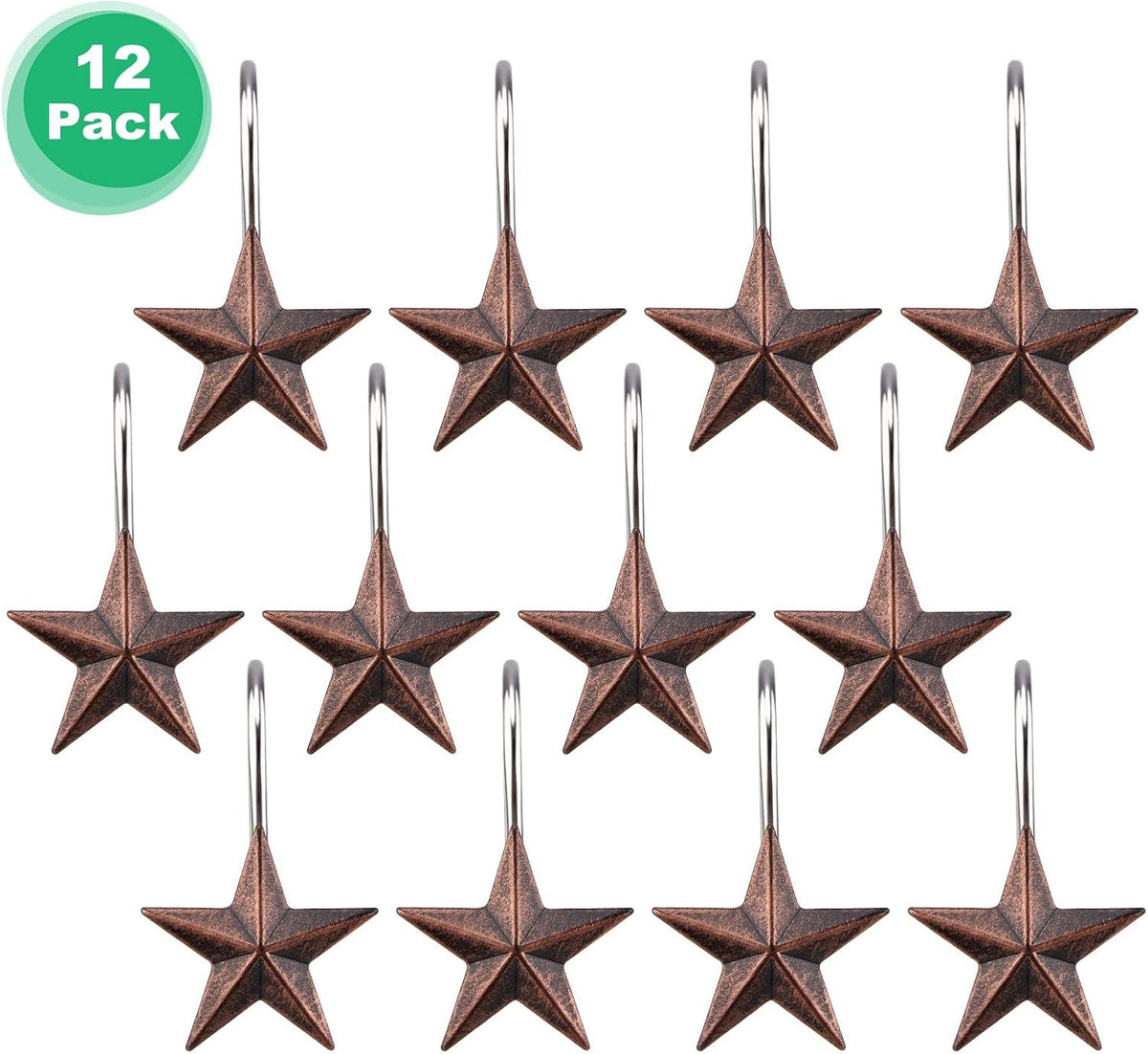 AGPtek Star Shower Curtain Hooks, 12PCS